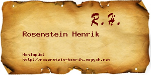 Rosenstein Henrik névjegykártya